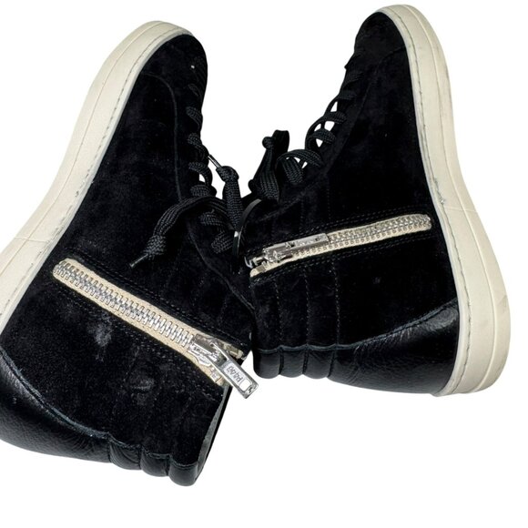 P448 Black Suede High-Top Sneakers Size 7 – Zip Detail & Metallic Lining - Picture 6 of 9